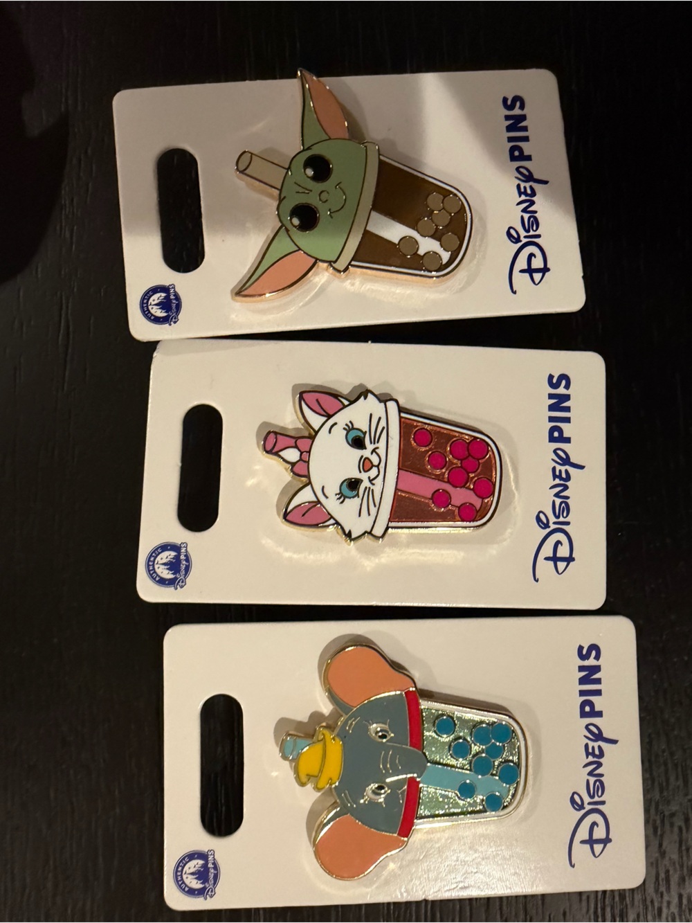 Disney Pins bubble tea boba Set with Marie yoda dumbo Characters